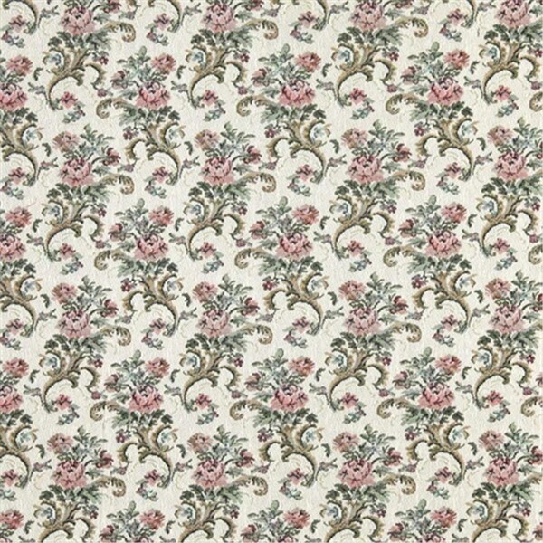 Designer Fabrics 54 in. Wide Burgundy- Green And Ivory- Floral Tapestry Upholstery Fabric H860 - main
